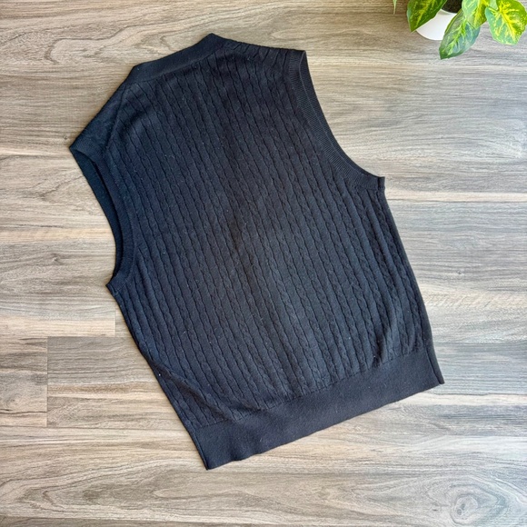 Kallspin Wool Black Button-Front Cable Knit Slim Sweater Vest Size M - Picture 8 of 8